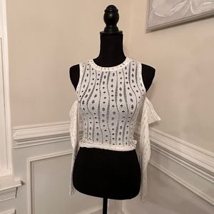 SHEIN ICON Cut Out Solid Cold Shoulder Top